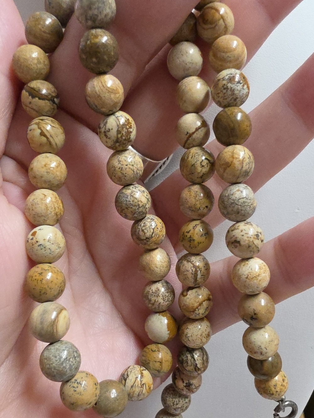 Vintage 925 Sterling Picture Jasper Necklace - Picture 5 of 6